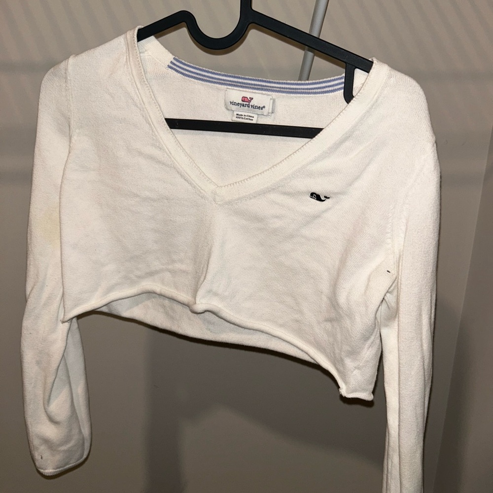 Vineyard Vines Cream V-Neck Crop Top